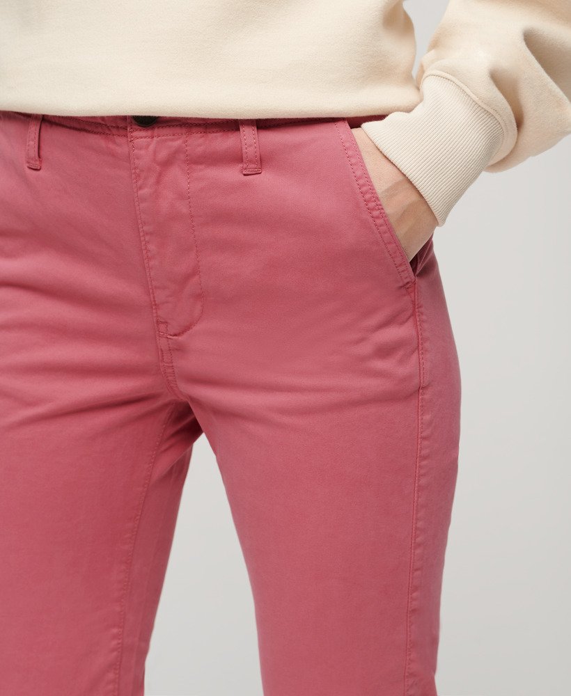 chino broek met middelhoge taille in mauve roze