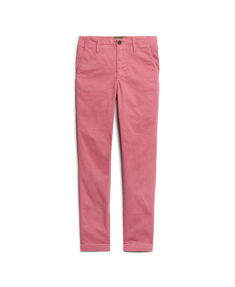 chino broek met middelhoge taille in mauve roze