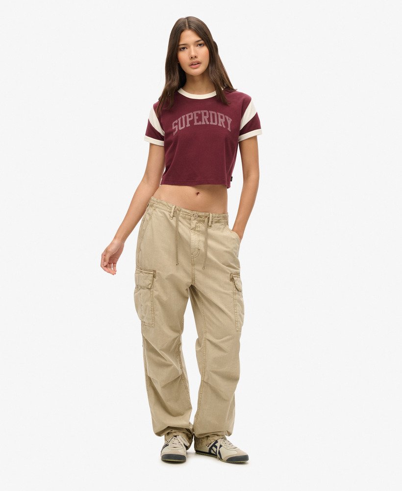 lage taille para cargobroek in stonewash taupebruin