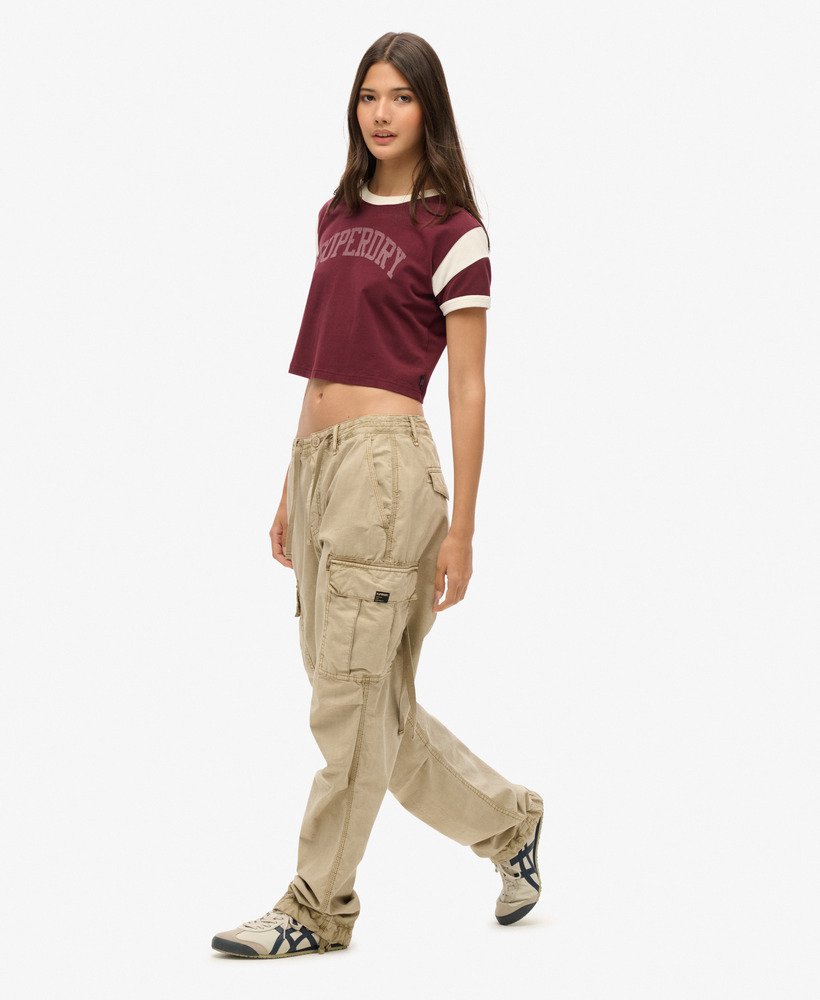 lage taille para cargobroek in stonewash taupebruin