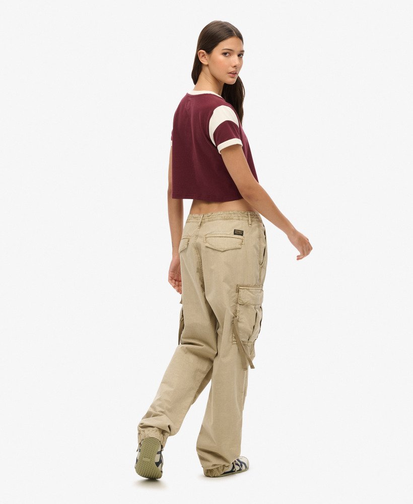 lage taille para cargobroek in stonewash taupebruin