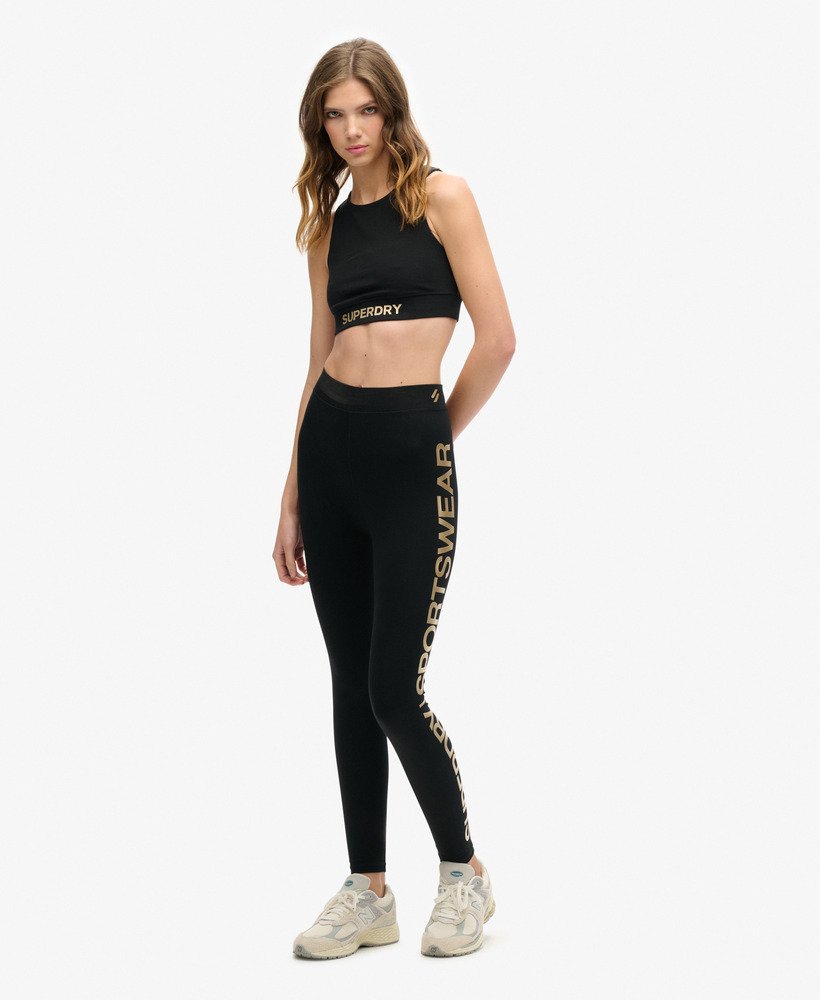 sportlegging met hoge taille in zwartbrons