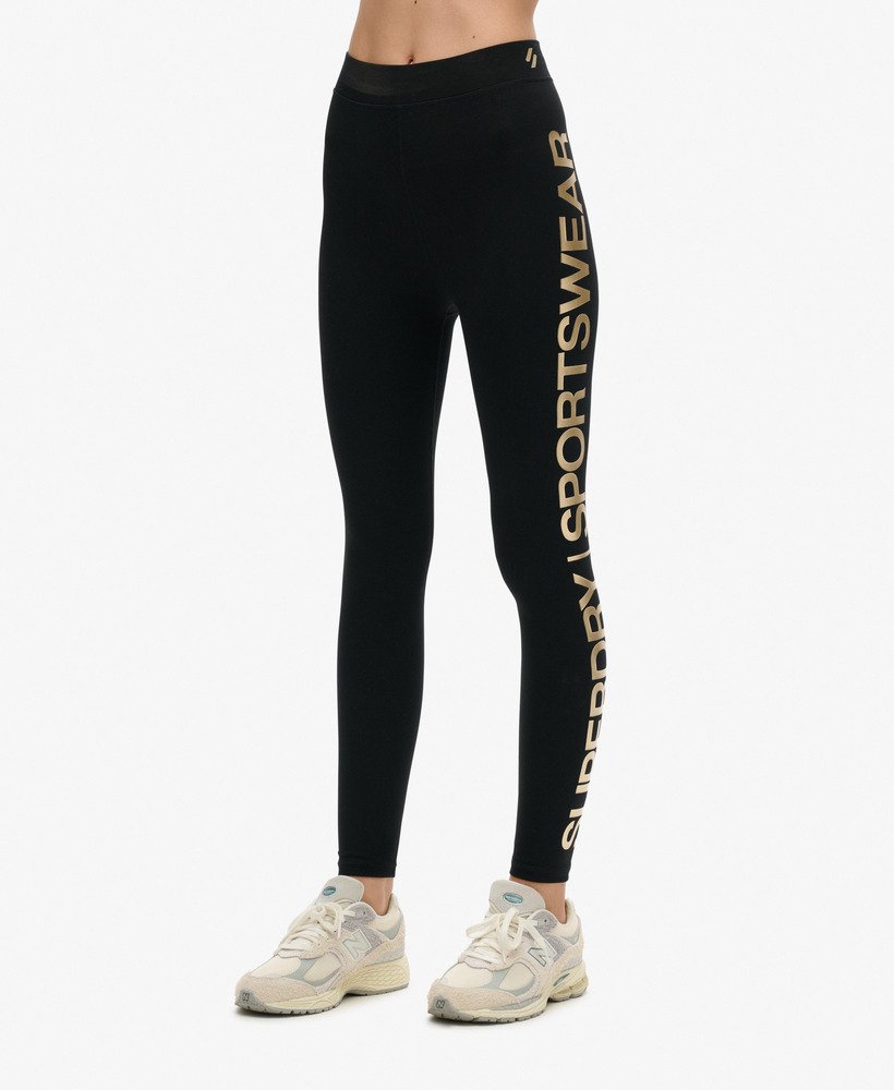 sportlegging met hoge taille in zwartbrons