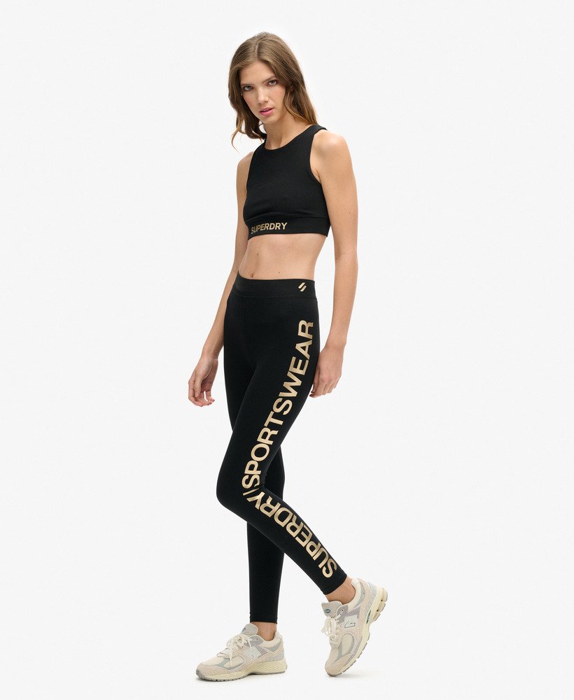 sportlegging met hoge taille in zwartbrons