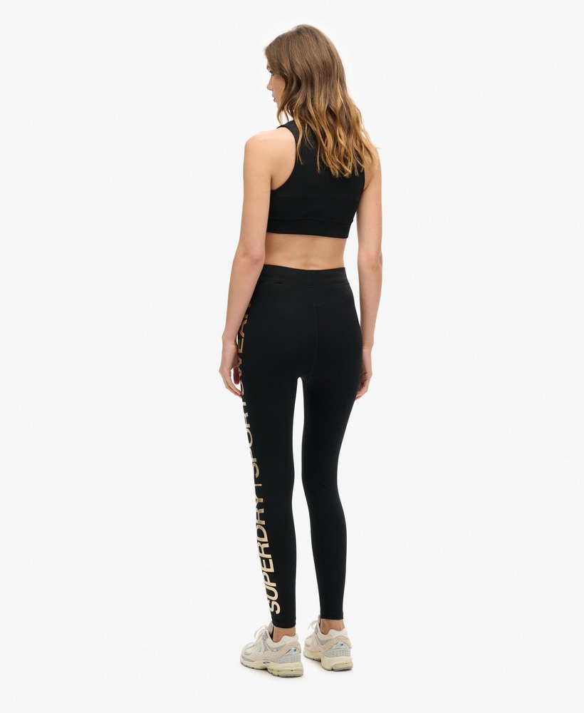 sportlegging met hoge taille in zwartbrons
