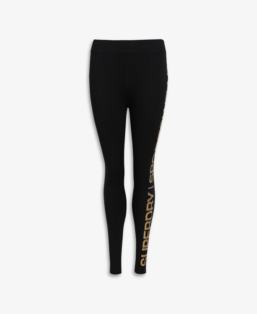 sportlegging met hoge taille in zwartbrons