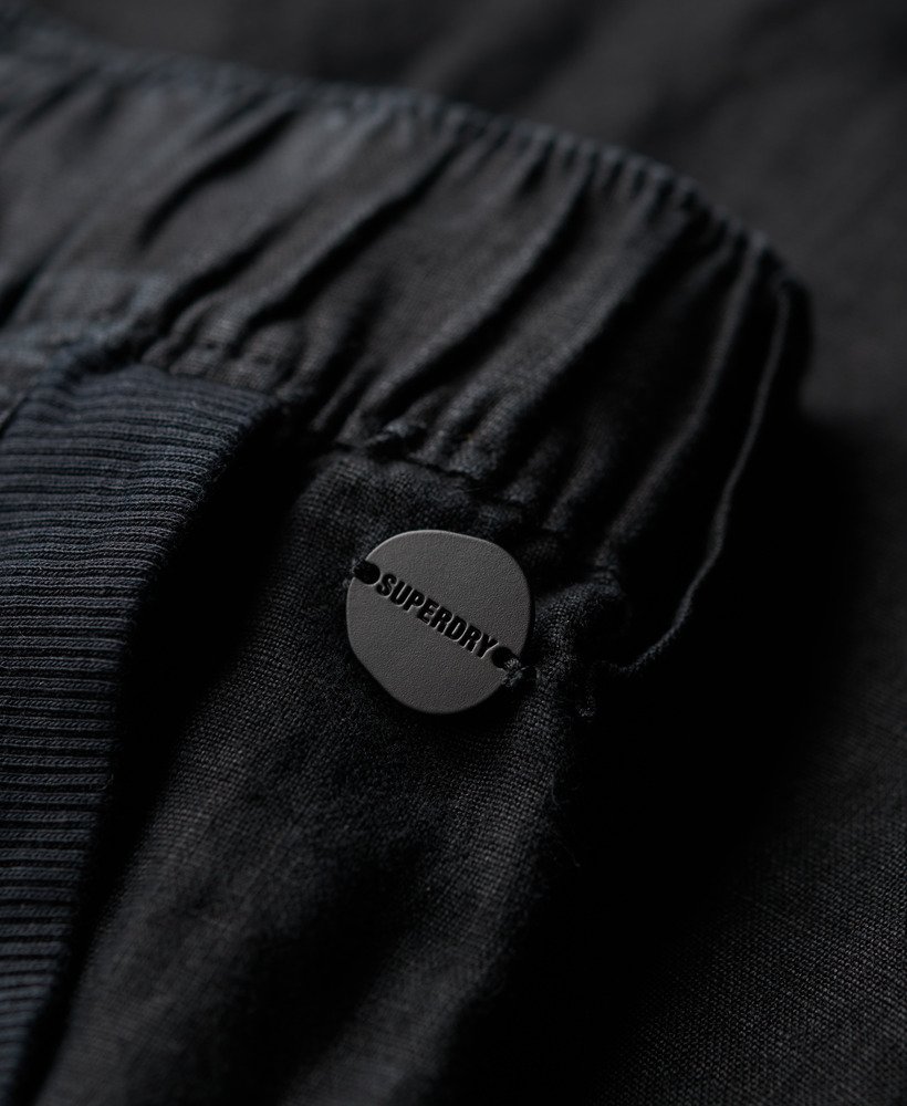 linnen broek met lage taille in zwart