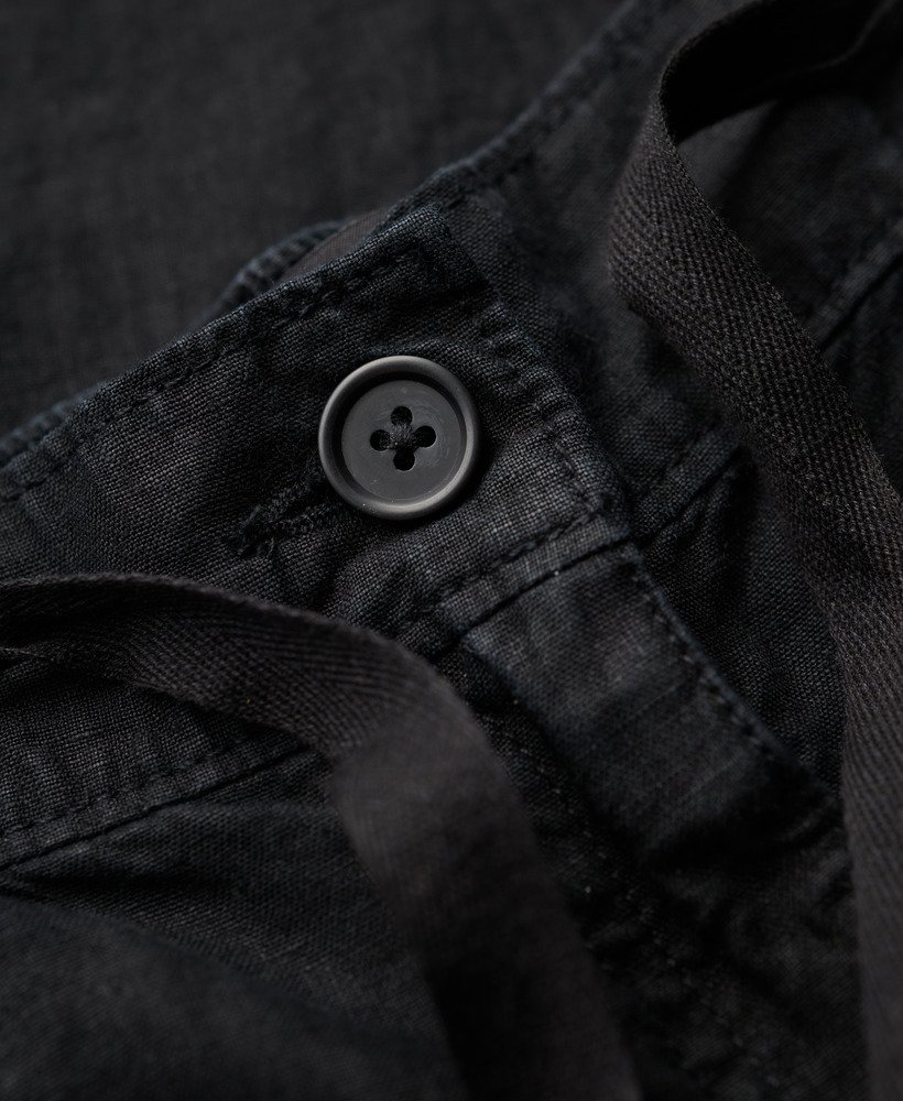 linnen broek met lage taille in zwart