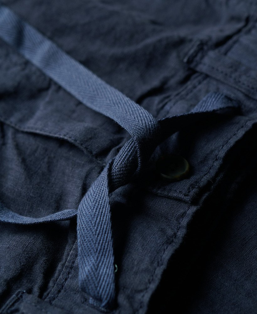 linnen broek met lage taille in een nette blauwe kleur