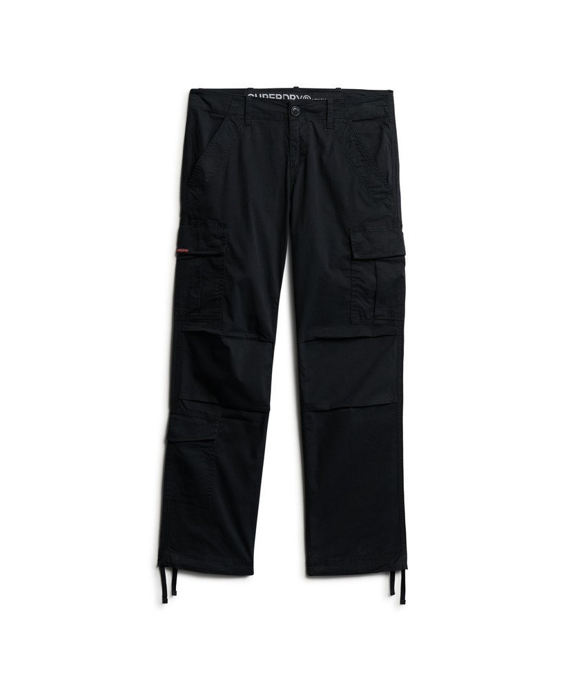rechte cargobroek met lage taille in gewassen zwart