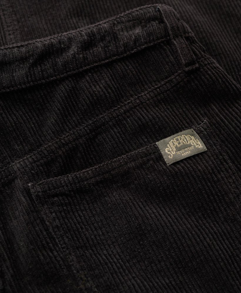 corduroy broek met middelhoge taille en wijde pijpen in zwart