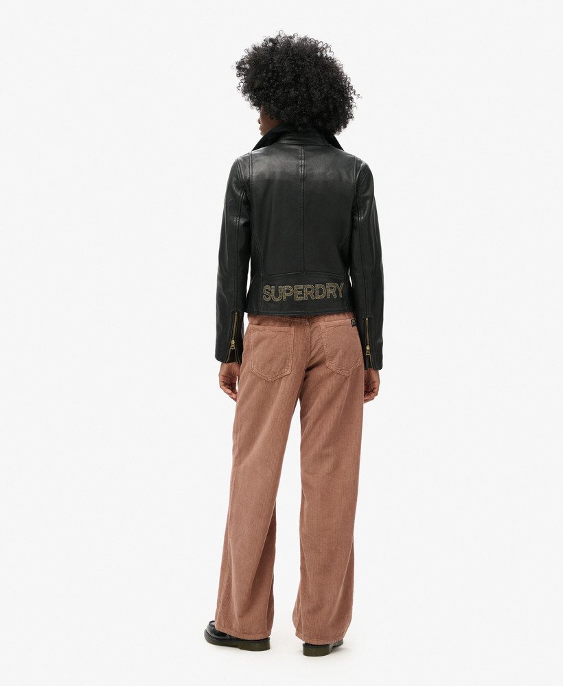 corduroy broek met middelhoge taille en wijde pijpen in burlwood brown