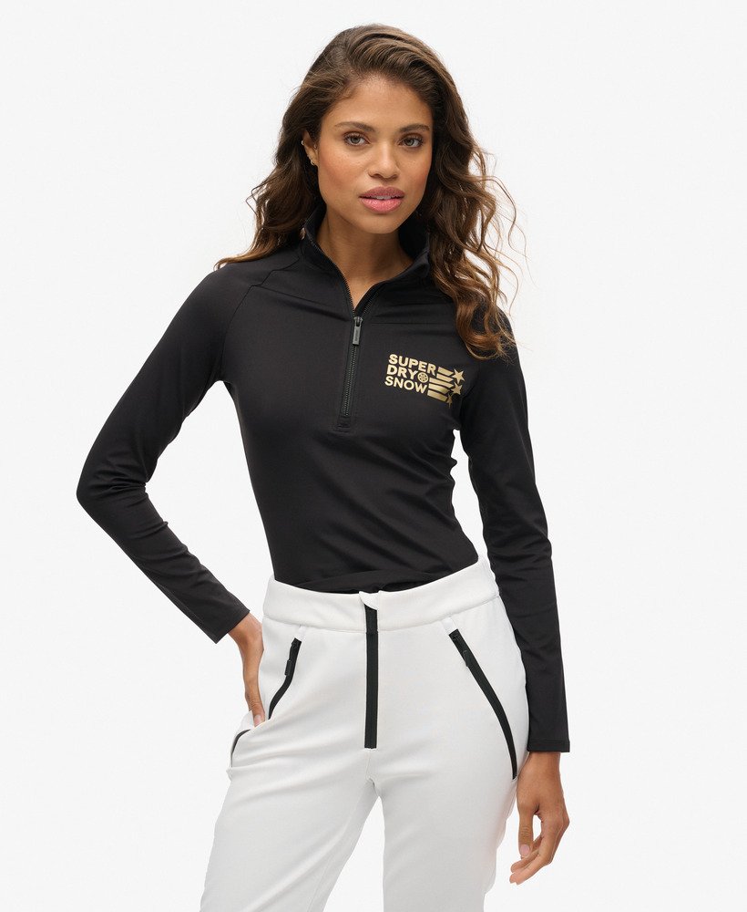 ski logo baselayer halfzip in zwart