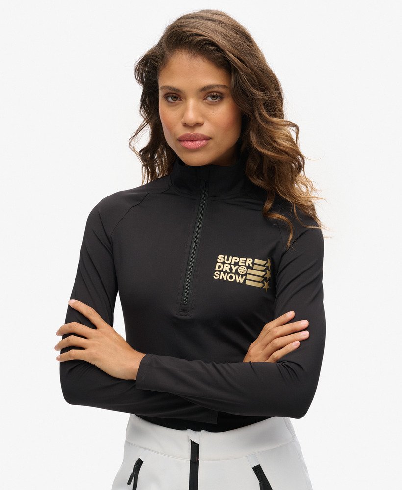 ski logo baselayer halfzip in zwart