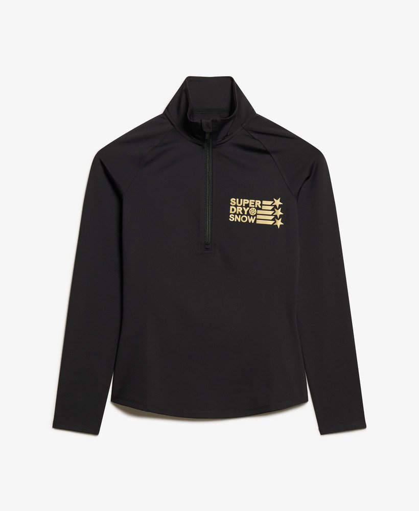 ski logo baselayer halfzip in zwart