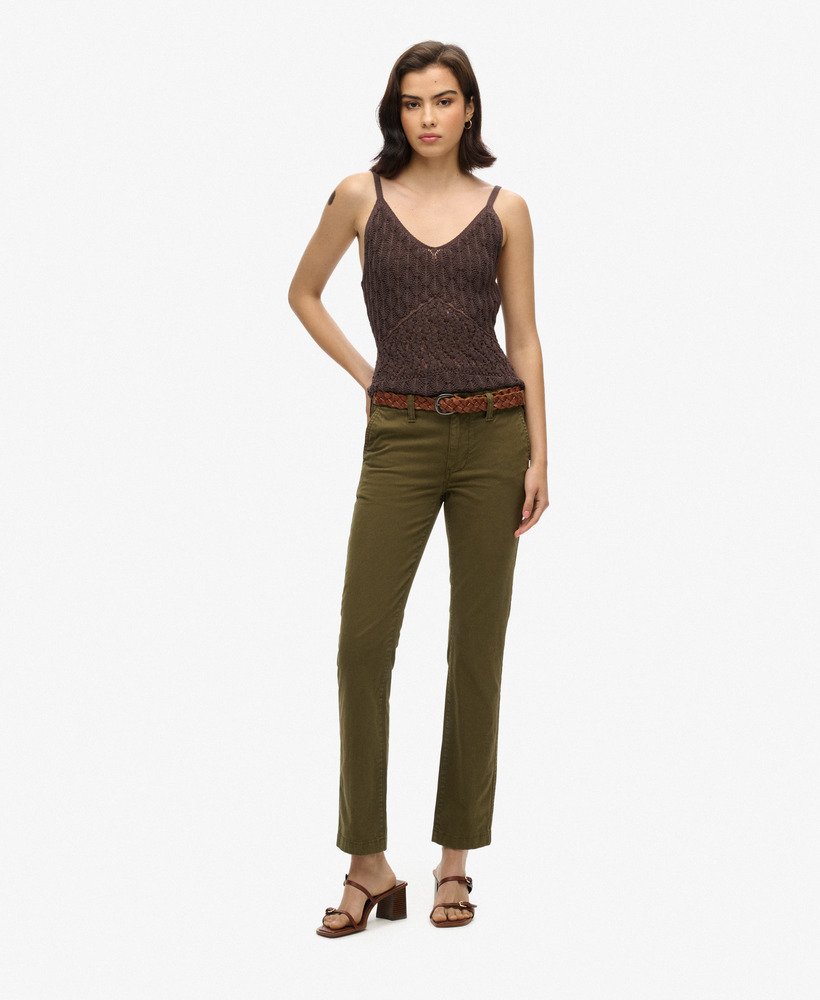 chino broek met middelhoge taille in grijs gemêleerdjaffa