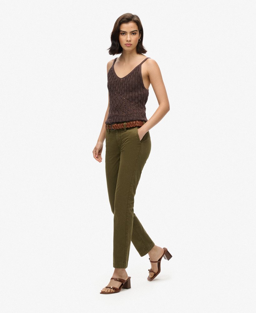 chino broek met middelhoge taille in grijs gemêleerdjaffa