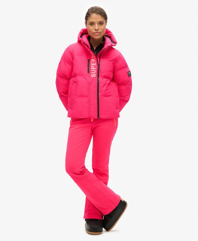 gewatteerde ski-jas met capuchon in hyper fire pink