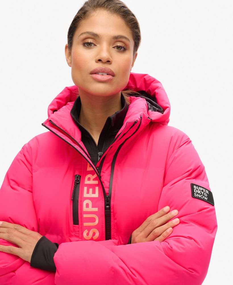 gewatteerde ski-jas met capuchon in hyper fire pink