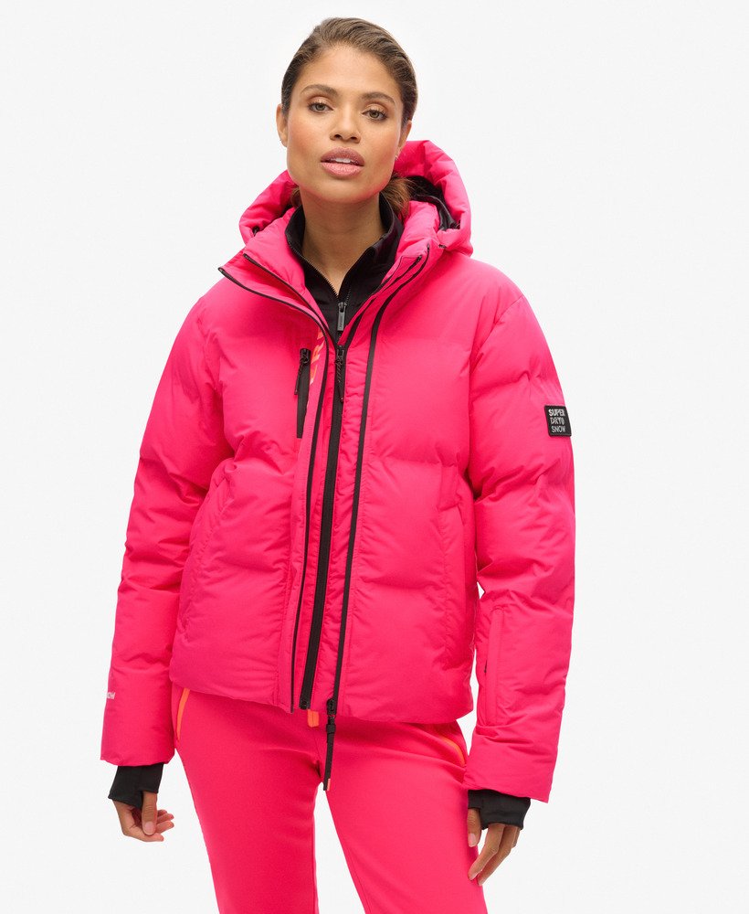 gewatteerde ski-jas met capuchon in hyper fire pink