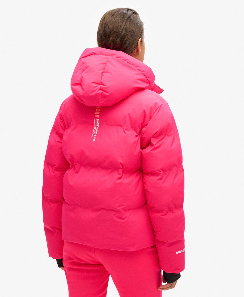 gewatteerde ski-jas met capuchon in hyper fire pink