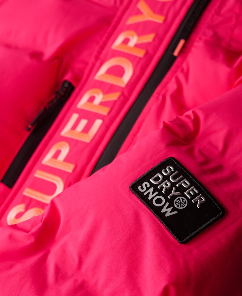 gewatteerde ski-jas met capuchon in hyper fire pink