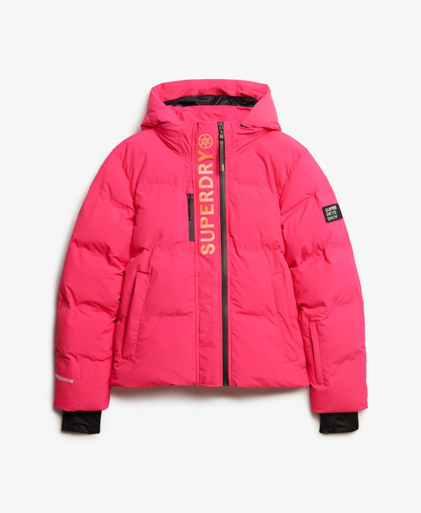 gewatteerde ski-jas met capuchon in hyper fire pink