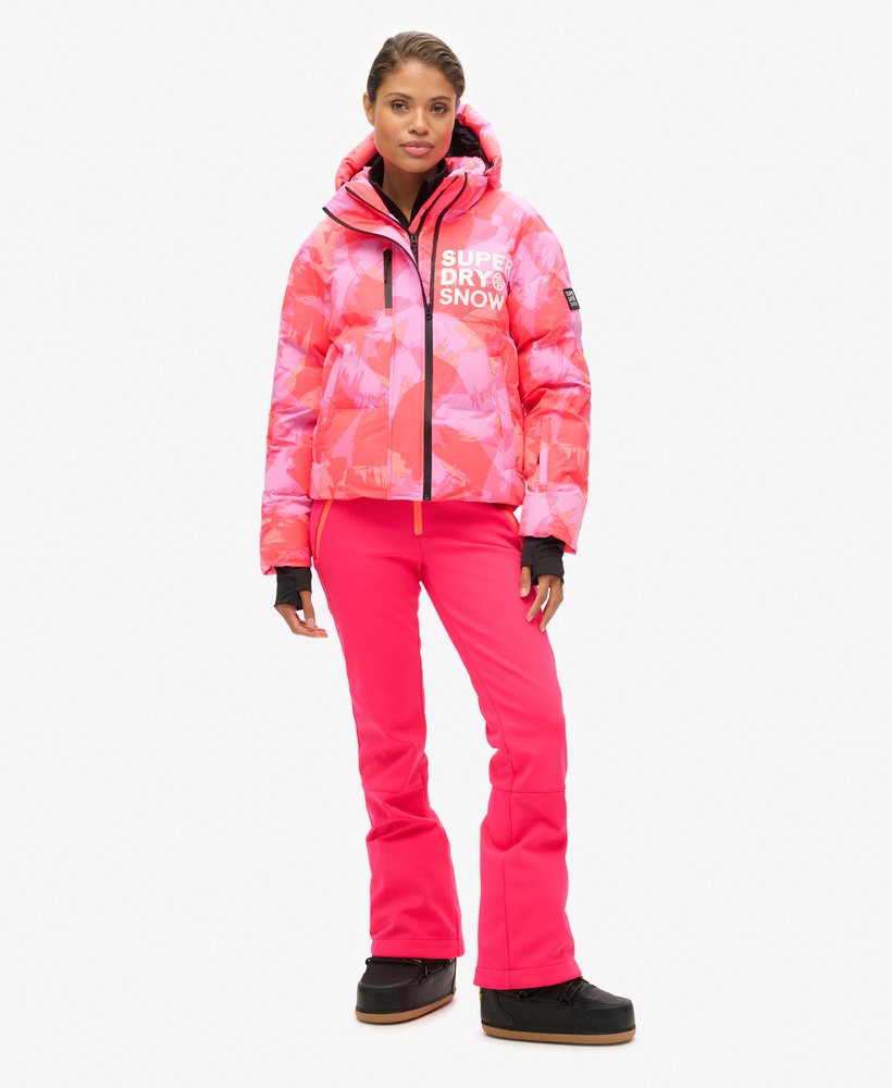 gewatteerde ski-jas met capuchon in brush camo coral