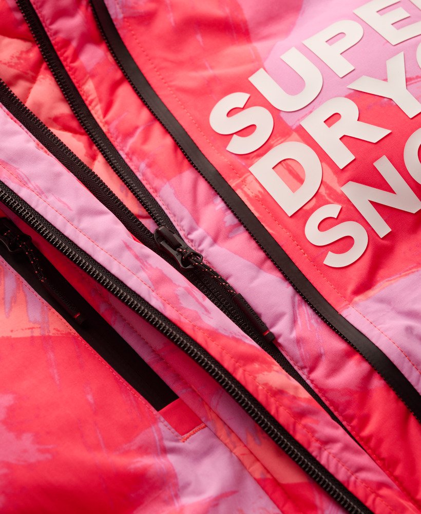 gewatteerde ski-jas met capuchon in brush camo coral
