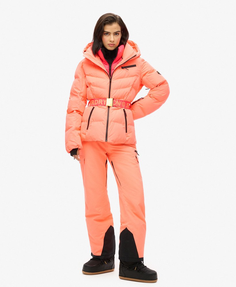 ski luxe pufferjack in pastelline coral
