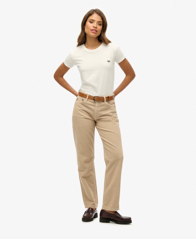 corduroy broek met rechte pijpen in peyote beige