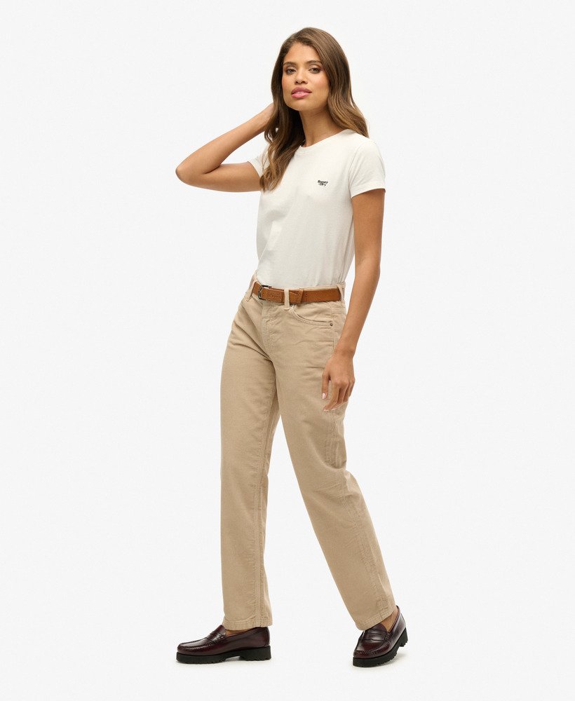 corduroy broek met rechte pijpen in peyote beige