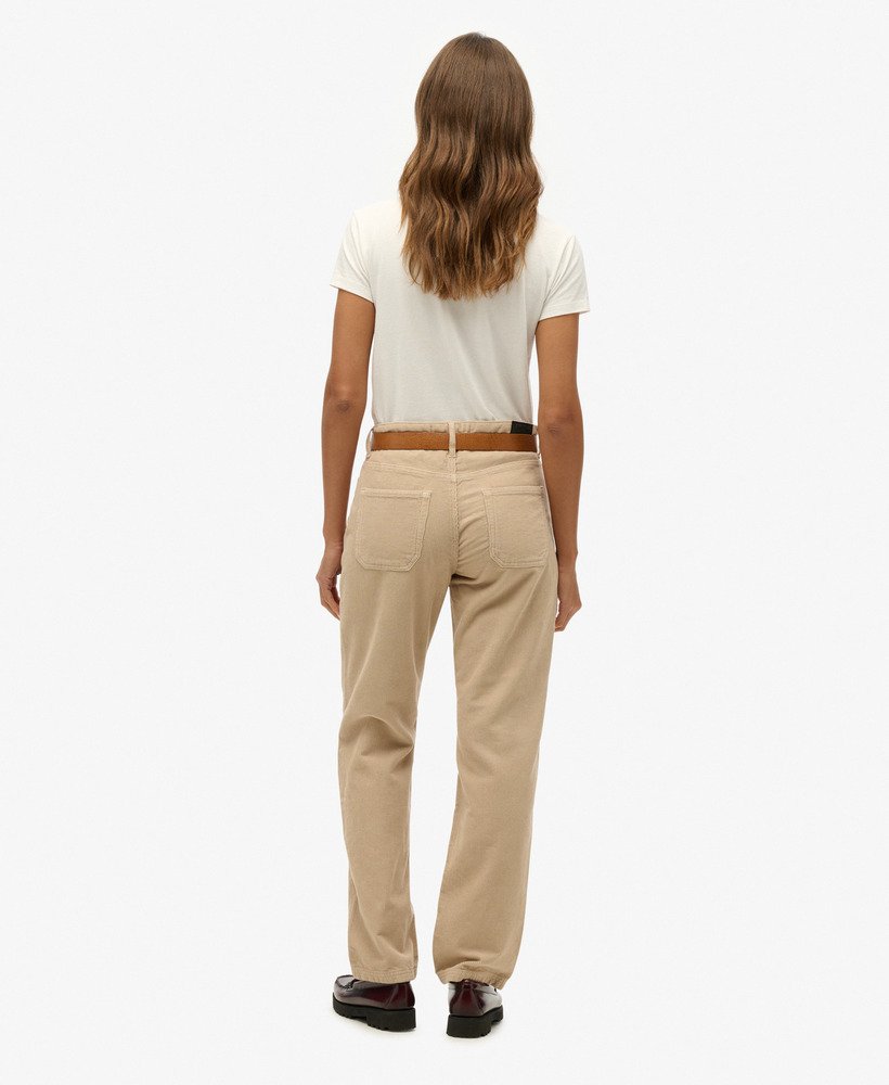 corduroy broek met rechte pijpen in peyote beige