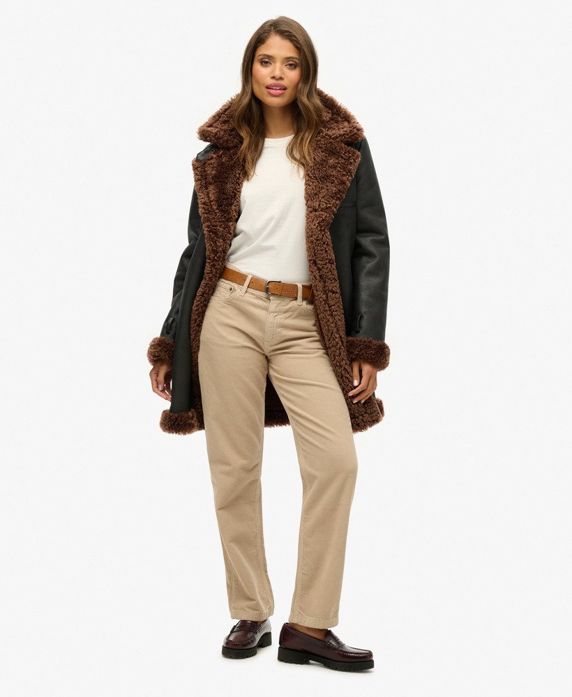 corduroy broek met rechte pijpen in peyote beige