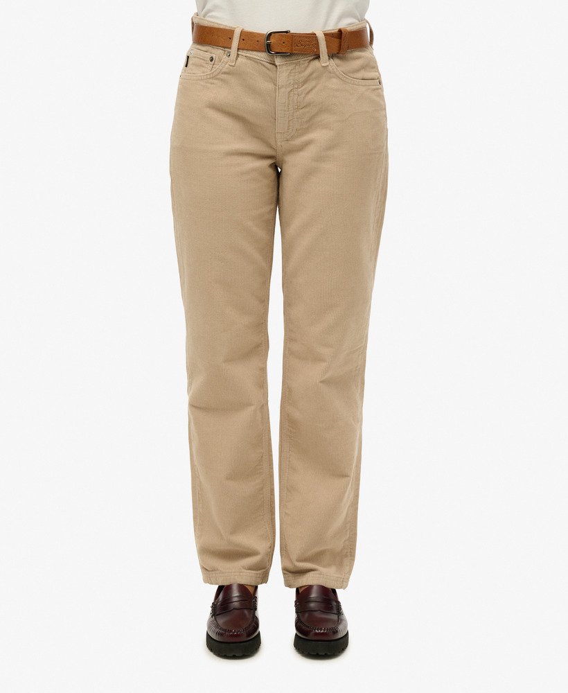 corduroy broek met rechte pijpen in peyote beige