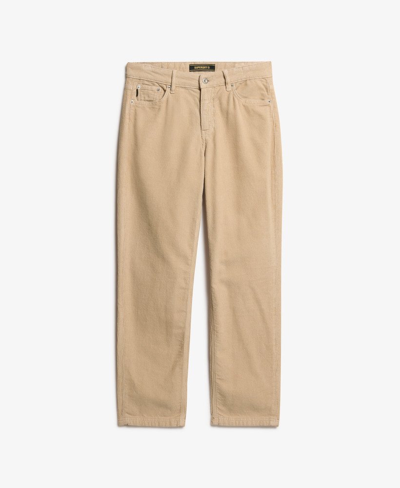 corduroy broek met rechte pijpen in peyote beige