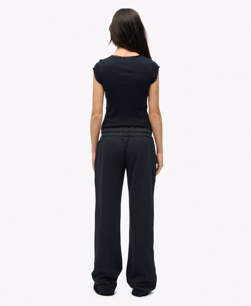 Sportieve joggingbroek met print en wijde pijpen