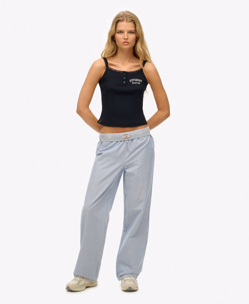 Biologisch katoenen gestreepte broek met elastische tailleband