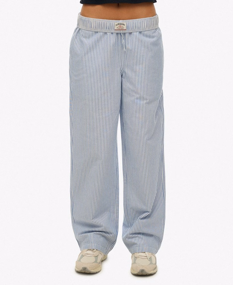 Biologisch katoenen gestreepte broek met elastische tailleband
