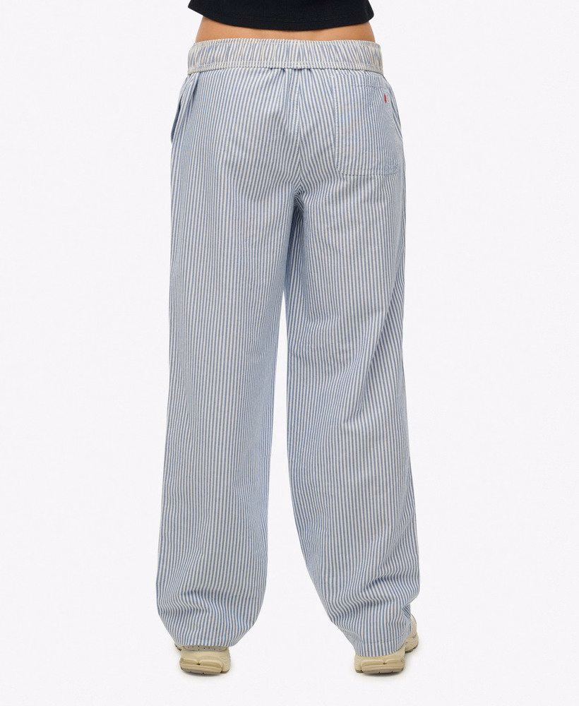 Biologisch katoenen gestreepte broek met elastische tailleband