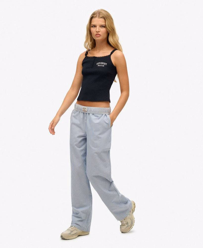Biologisch katoenen gestreepte broek met elastische tailleband
