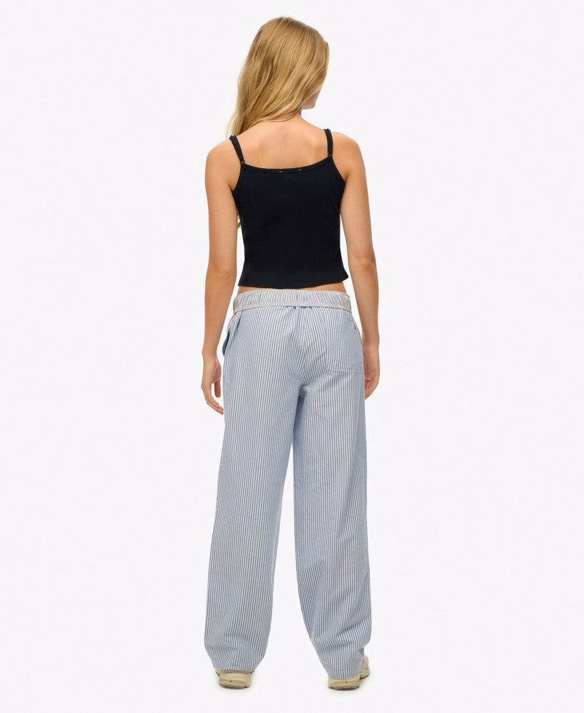 Biologisch katoenen gestreepte broek met elastische tailleband