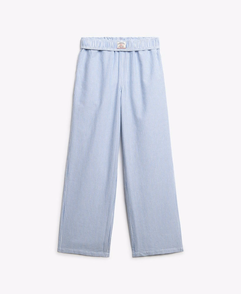 Biologisch katoenen gestreepte broek met elastische tailleband
