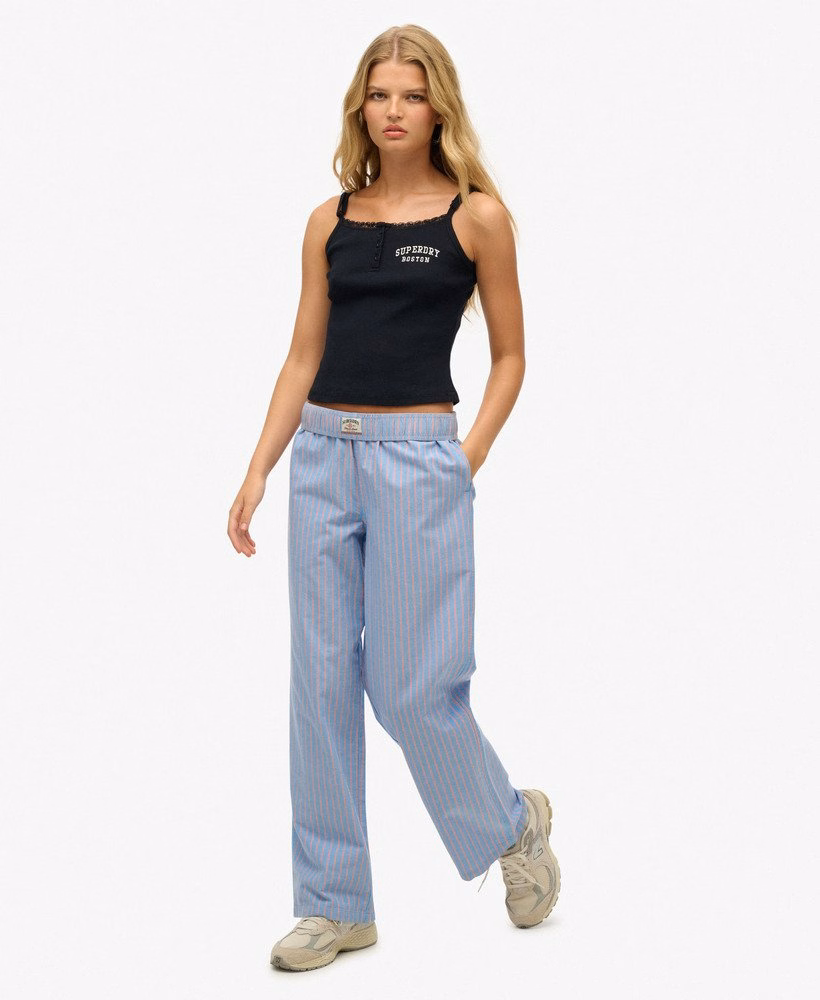 Biologisch katoenen gestreepte broek met elastische tailleband
