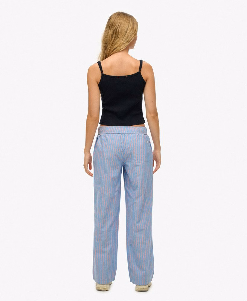 Biologisch katoenen gestreepte broek met elastische tailleband