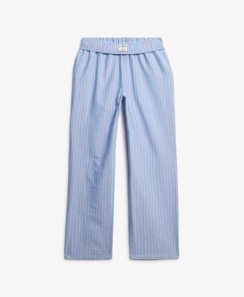 Biologisch katoenen gestreepte broek met elastische tailleband