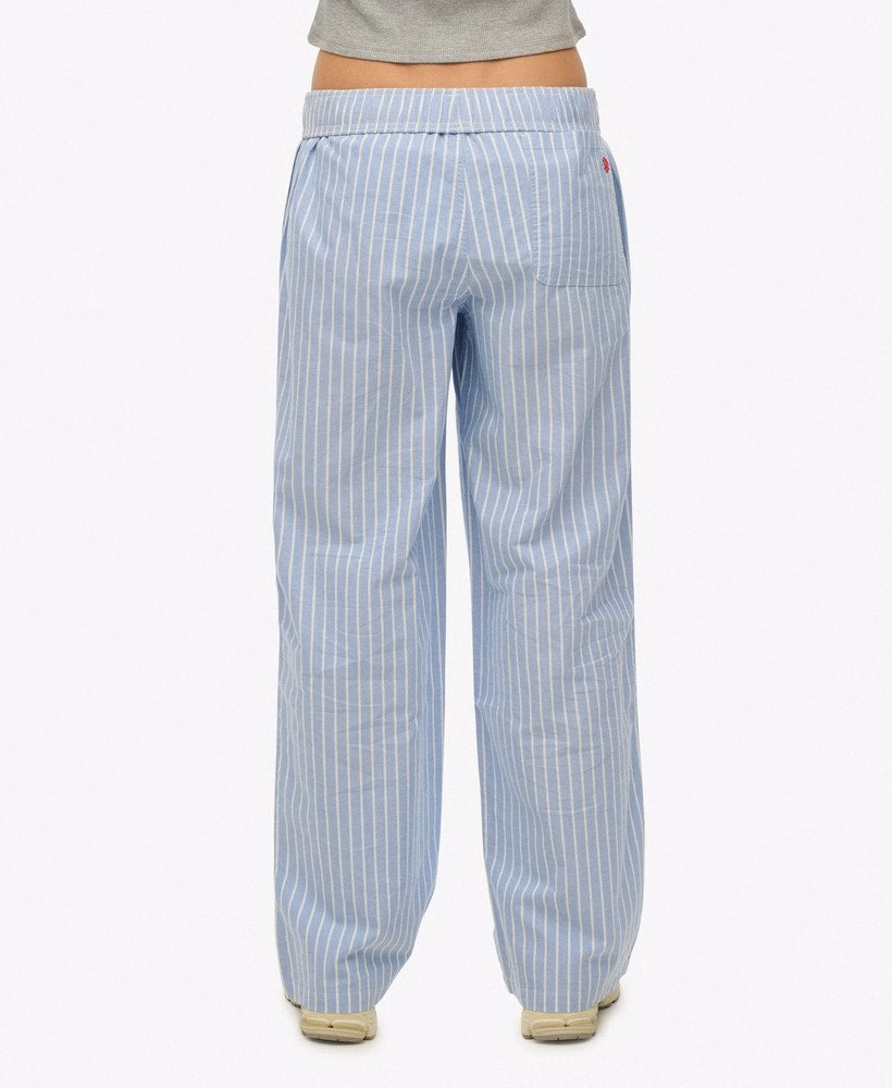 Biologisch katoenen gestreepte broek met elastische tailleband