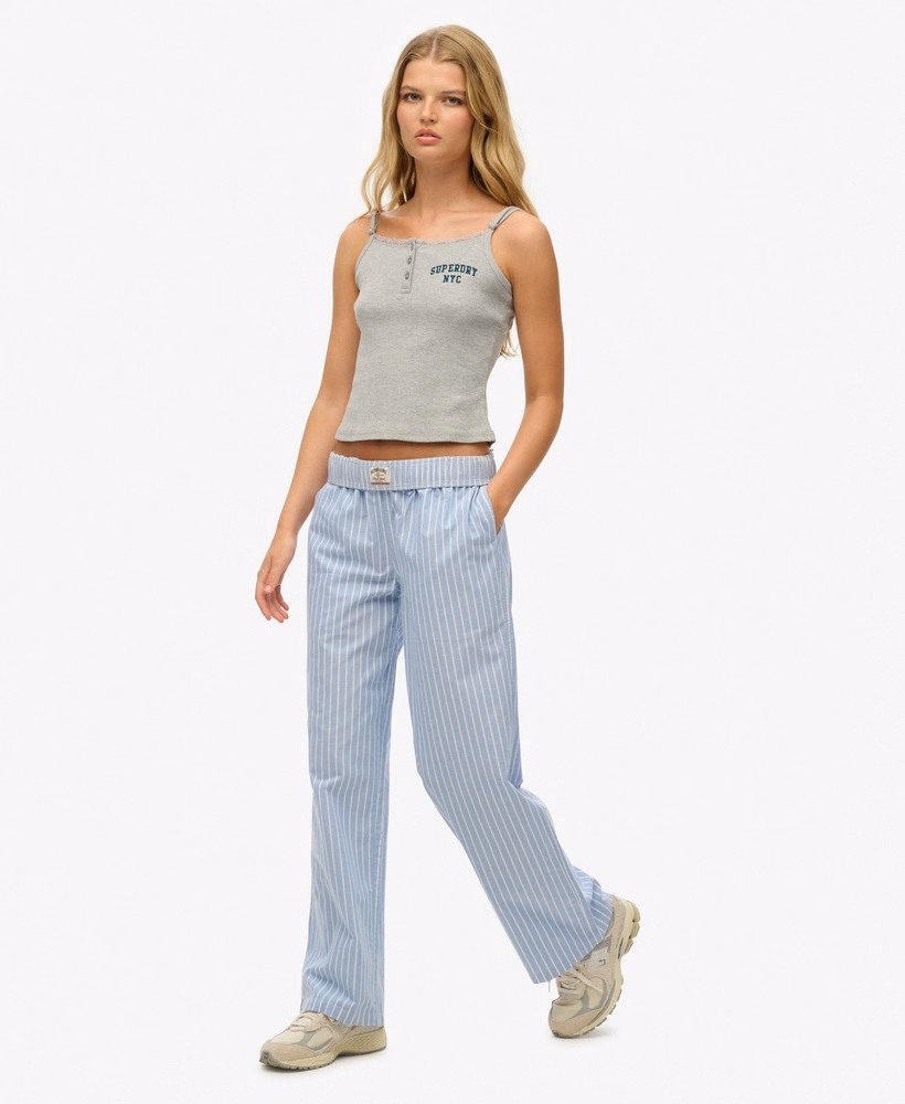 Biologisch katoenen gestreepte broek met elastische tailleband