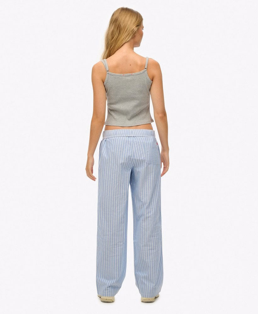 Biologisch katoenen gestreepte broek met elastische tailleband