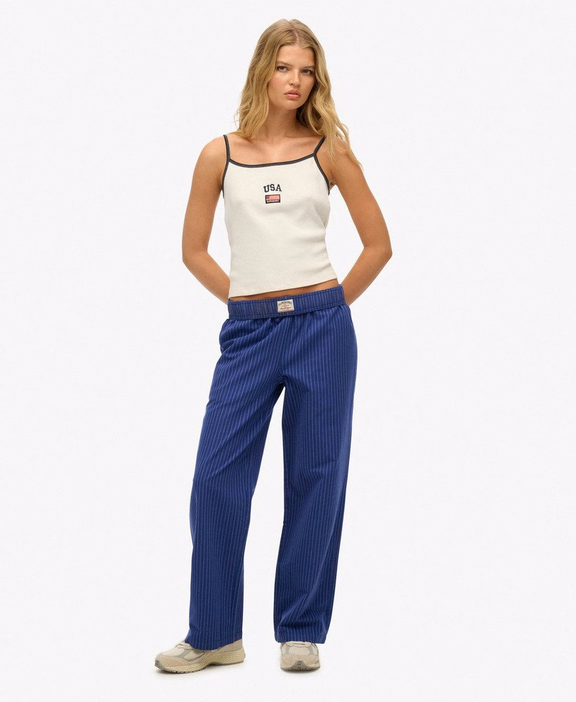 Biologisch katoenen gestreepte broek met elastische tailleband